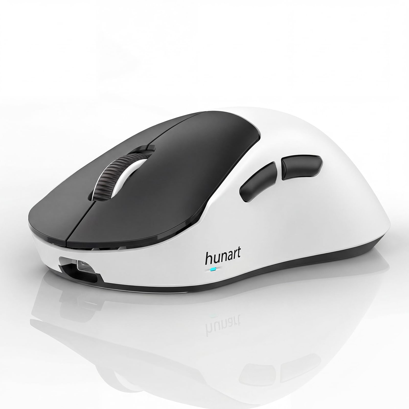 hunart H6 49g Wireless Mouse, Bluetooth & 2.4GHz Rechargeable Black and White
