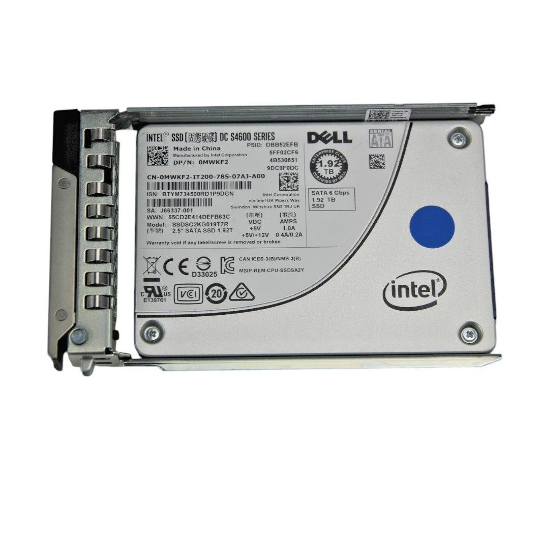 Dell Enterprise Intel DC S4600 1.92TB SATA 6Gb/s MU 2.5''SSD MWKF2 80-89% Health