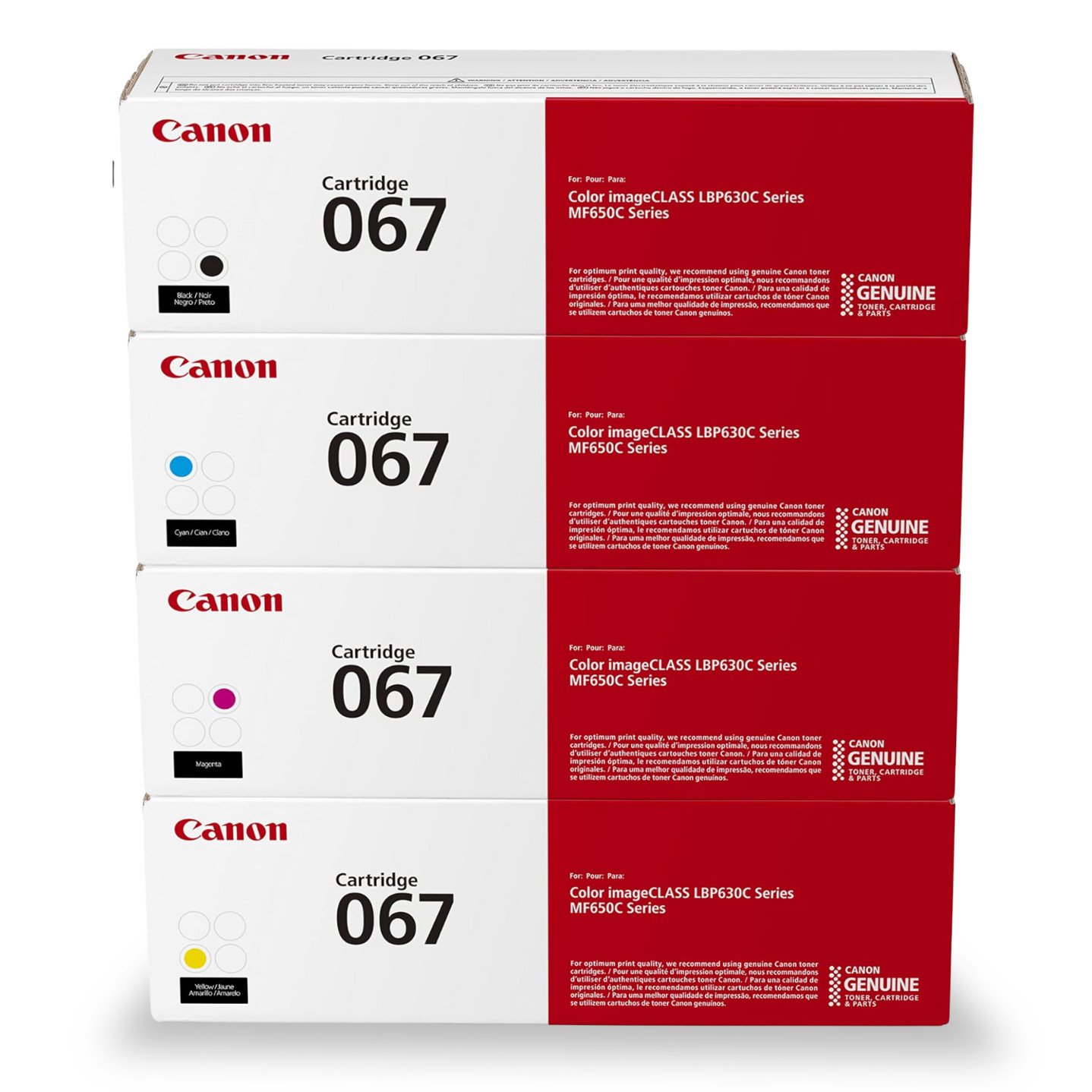 Canon 067 4 Pack (Black Cyan Magenta Yellow) Toner Cartridge Full Set Sealed Box