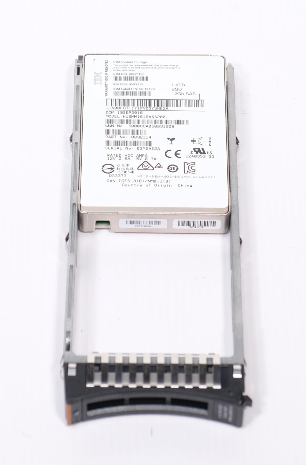 IBM 00RX913 1.6TB 2.5" 12Gb SAS SSD Flash Drive For V7000 Gen 2 Storwize
