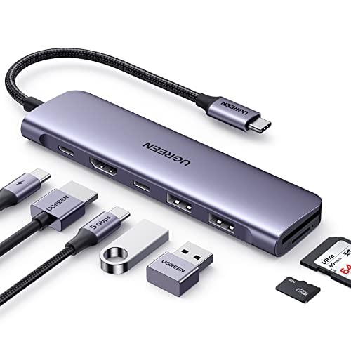 UGREEN 7-in-1 USB-C Hub, 4K HDMI, 100W PD Charging, USB-A & USB-C Ports for