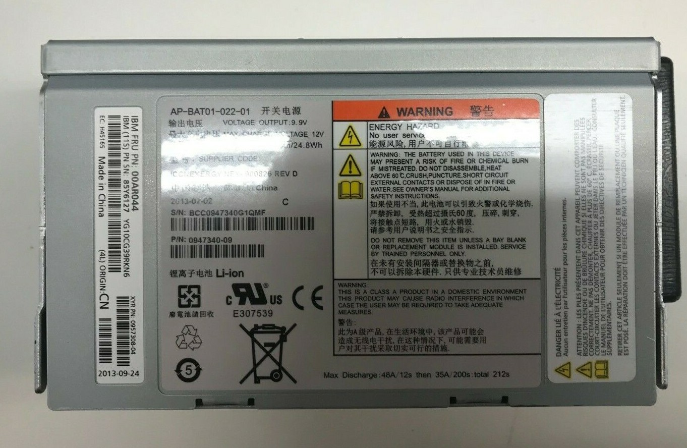 IBM V7000 OUTPUT 9.9V, 12V Battery Backup, 85Y6161 85Y5898 00AR301 00AR044