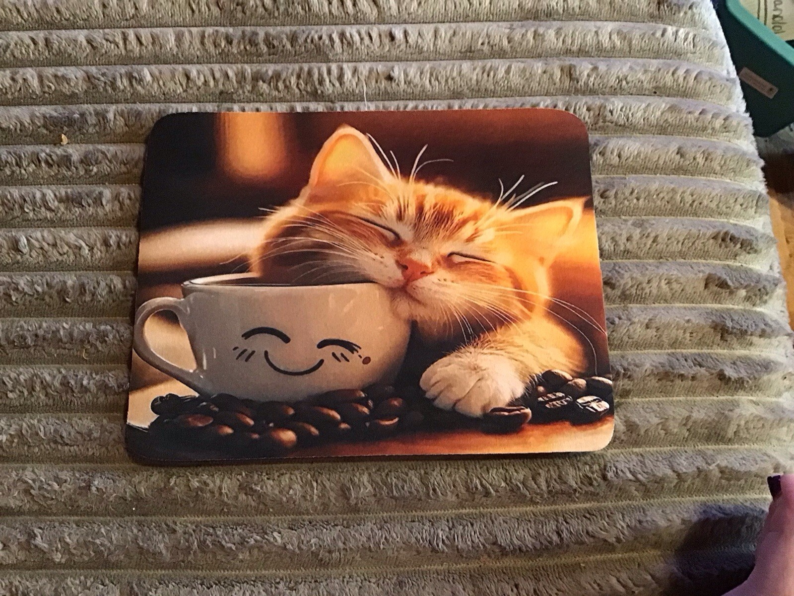 Kitten With Coffee Cup Mousepad. Super Cute
