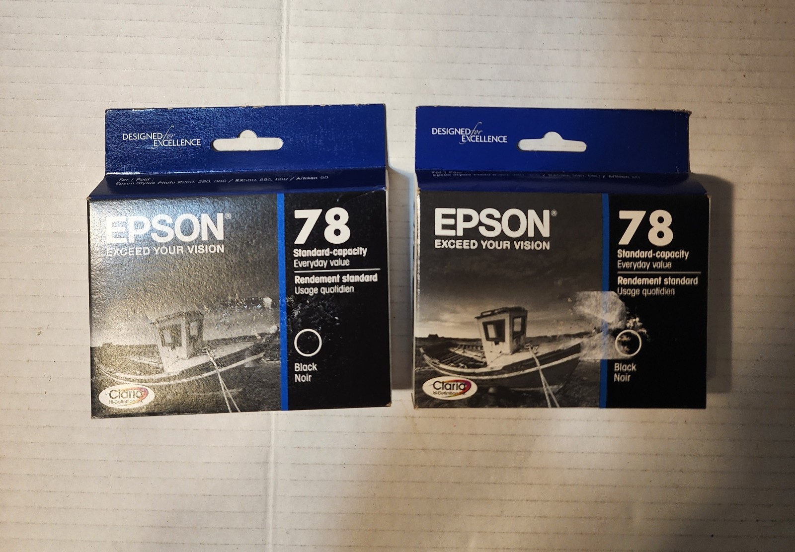 2x Lot of Epson 78 Ink Cartridge T078120 Black Exp 12/2020 & 02/2022 NEW GENUINE