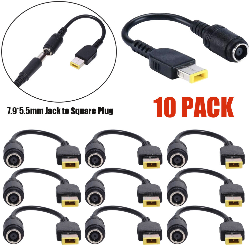 10PCS For Thinkpad Round Jack to Square Plug Adapter Charger Power NEW