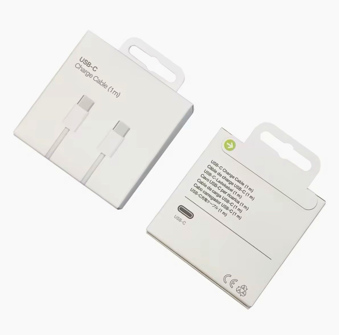 USB-C to USB-C Charge/Data Cable 1m White Braided Nylon 5V Universal