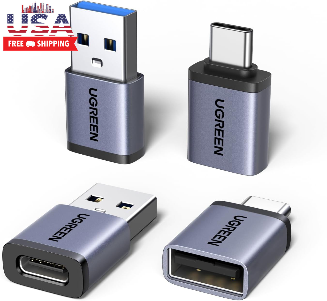 UGREEN USB to USB C Adapter & USB C to USB Adapter Combo 4-Pack, 10Gbps Type C U