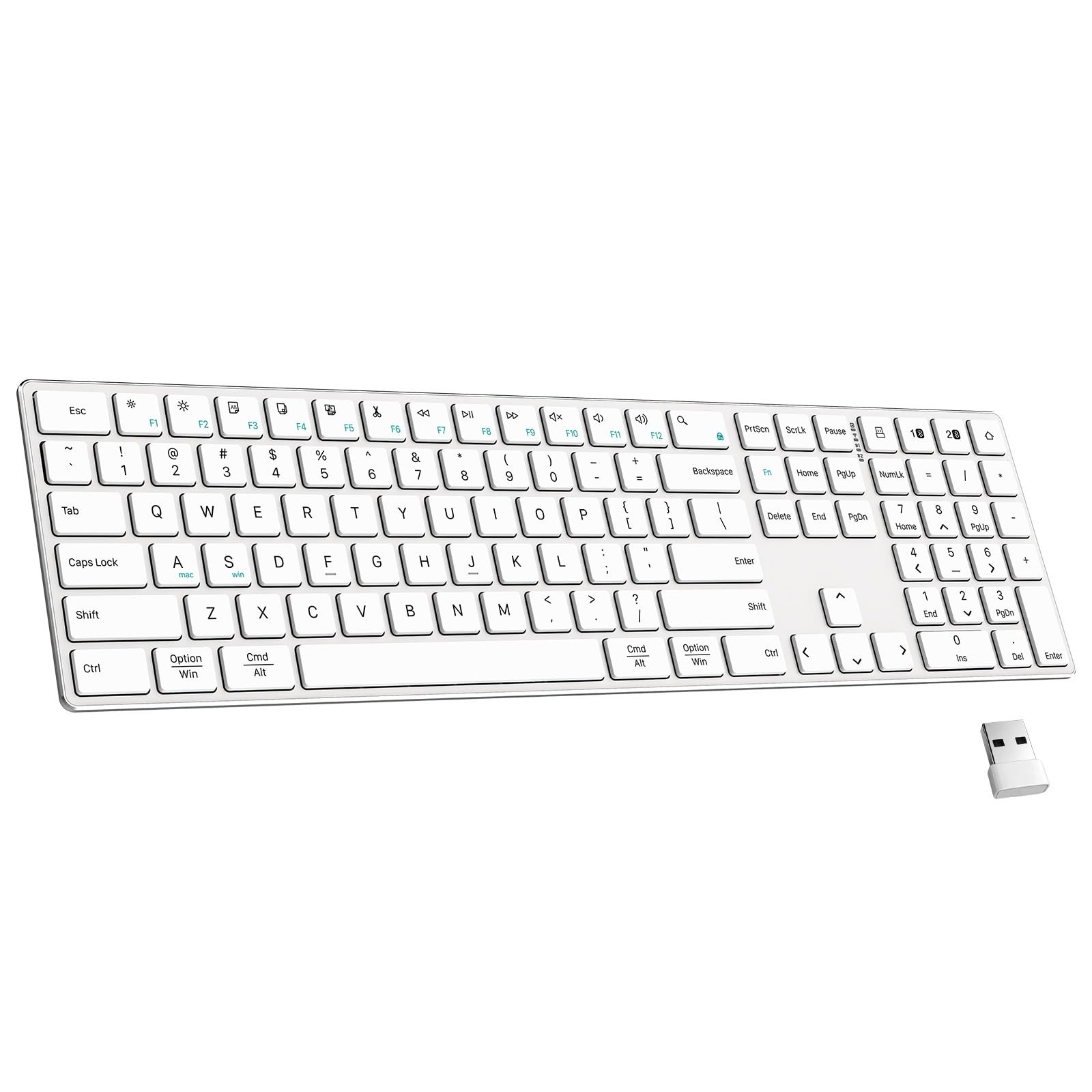 2.4G Wireless Bluetooth Keyboard Slim Numeric Keypad for Computer/Mac/Windows