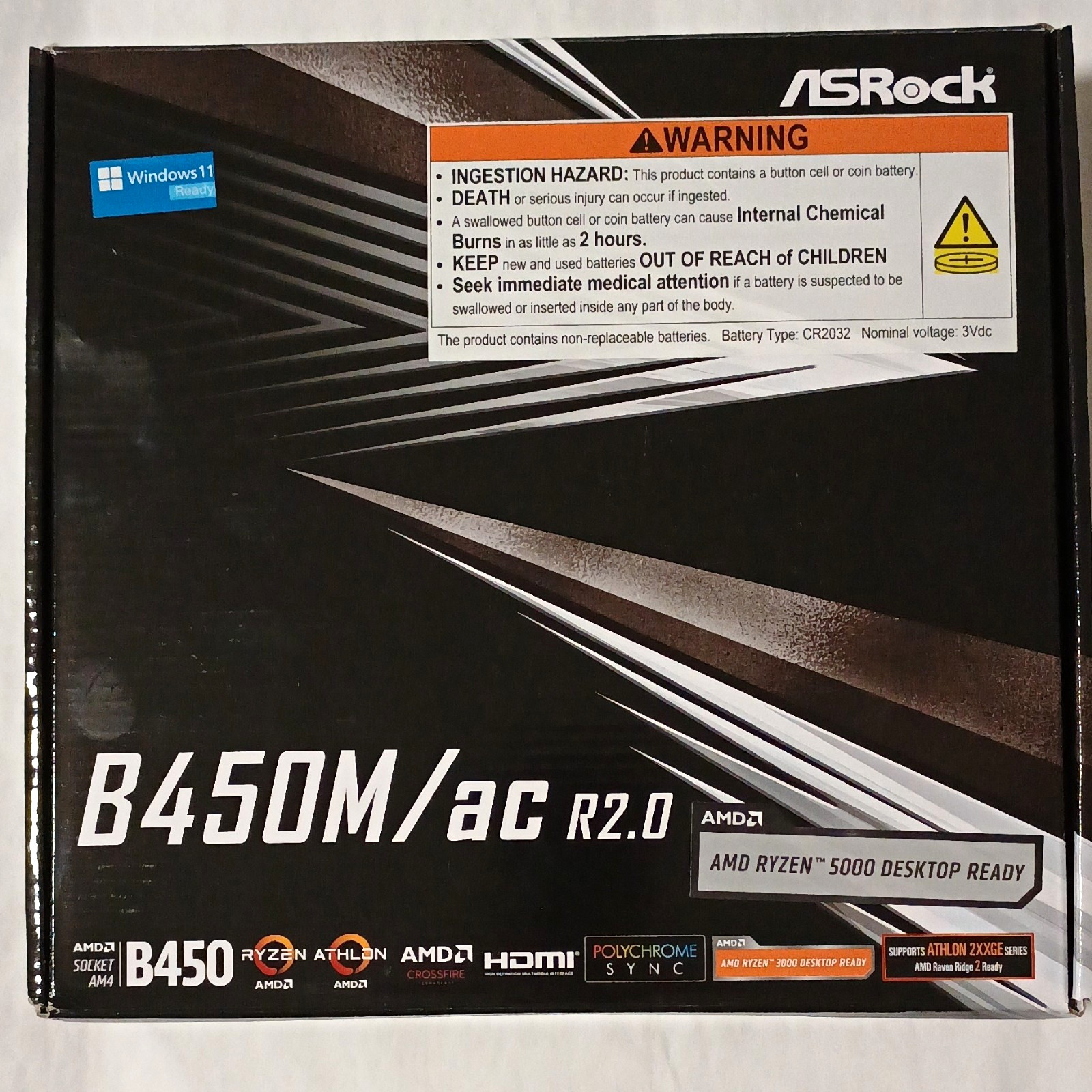 ASRock B450M/ac R2.0 B450 AM4 MicroATX Motherboard DDR4 4DIMM M.2 NEW