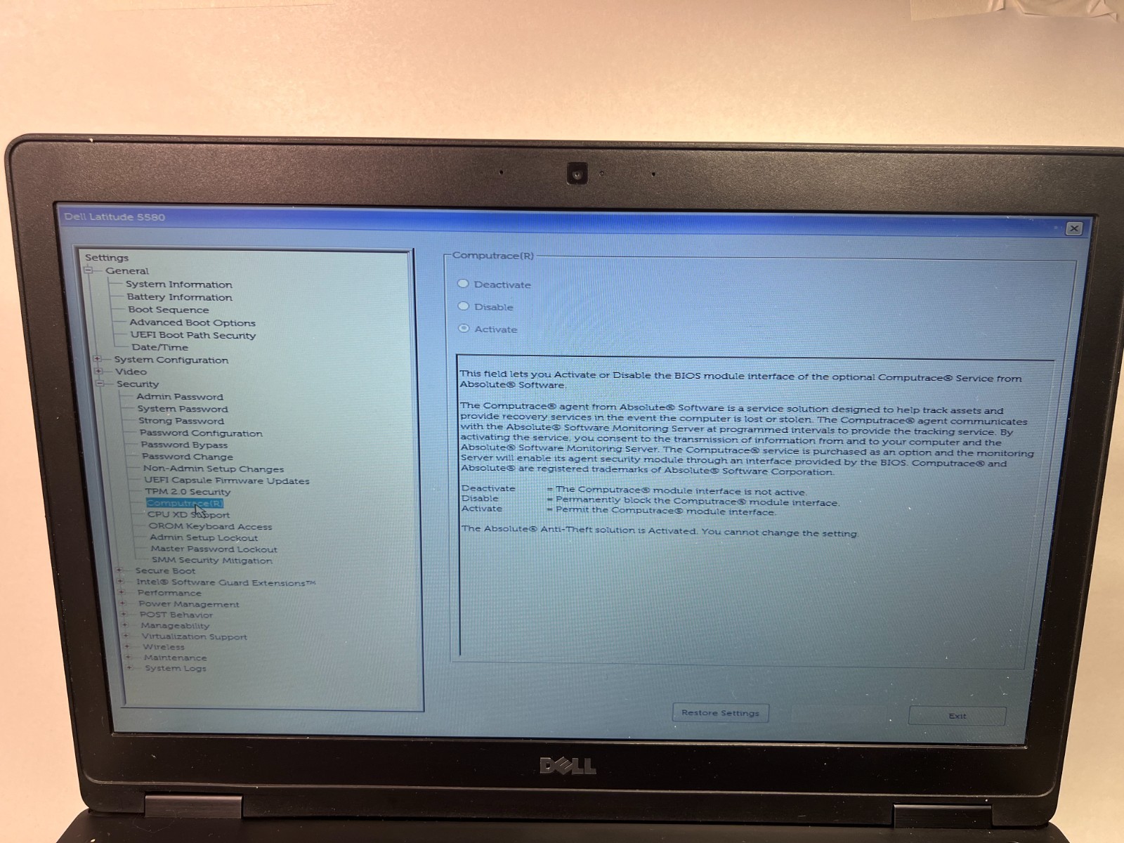 *COMPUTRACE ON* *PARTS ONLY* Dell Latitude 5580 i5 7th Gen No HD/OS/AC Adapter