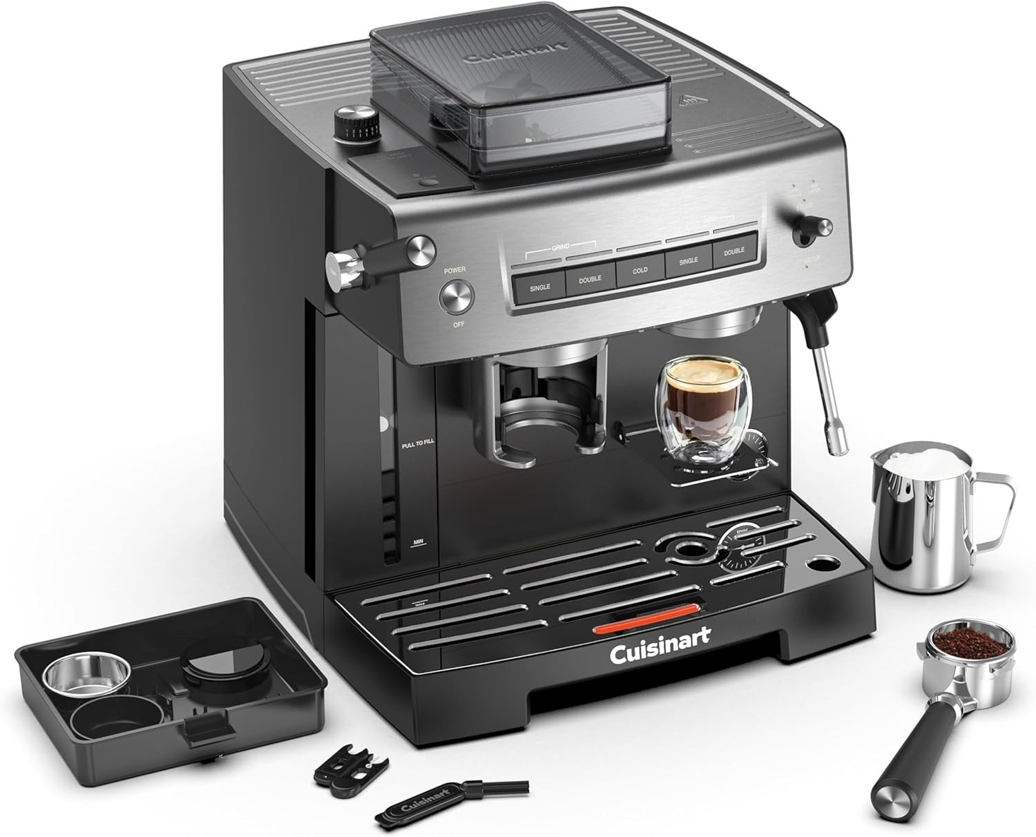 Cuisinart Espresso Machine 20 Bar Integrated Coffee Grinder Cappuccino 2.2L