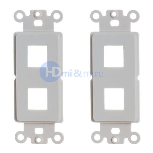 2 PCS Keystone Wall Plate Insert 2 Dual Port Hole for Decora Wallplate White