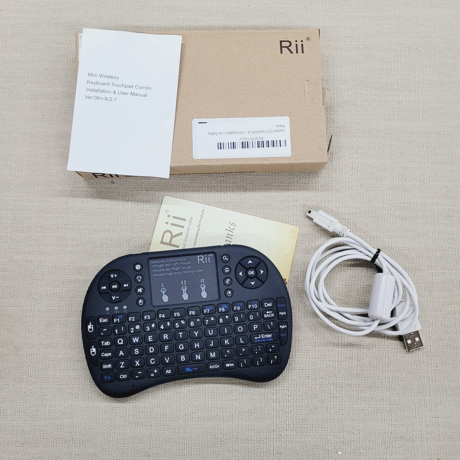 Genuine Rii i8+ Wireless Mini Keyboard + Touchpad with Backlight for PC Smart TV