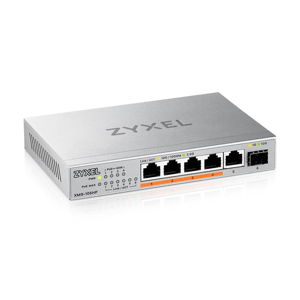 5 Port POE Network Switch 2.5Gbps with 10G SFP Compact and Plug and Play