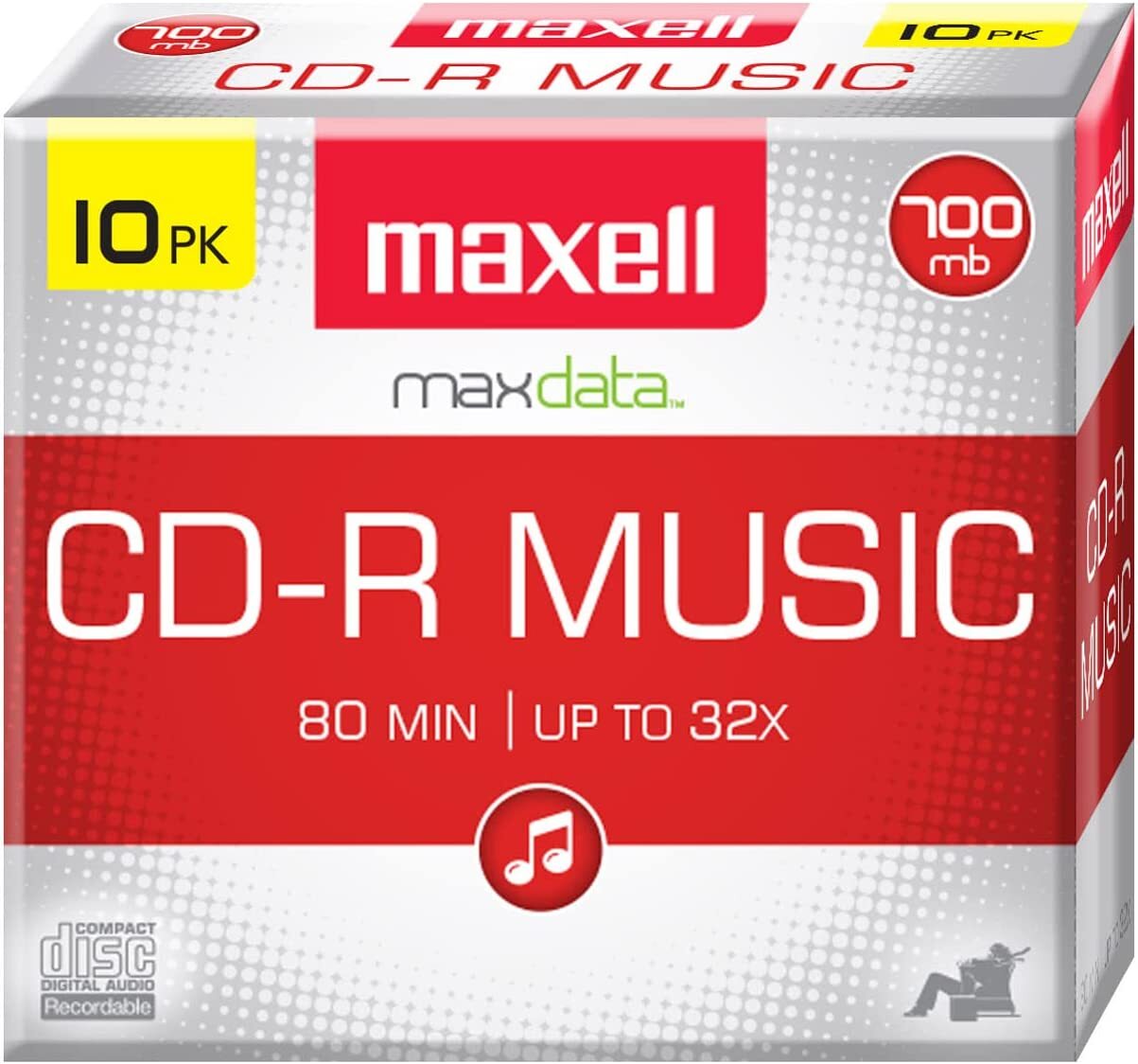 Maxell, 1-Time Recording Recordable CD (Audio Only) 700mb/80 Min,Premium Quality