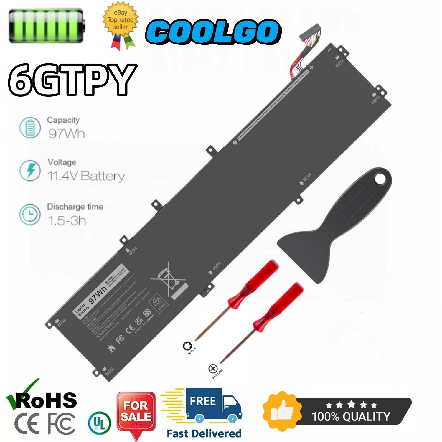 LOT 30x 6GTPY 97Wh Battery For Dell Precision M5510 M5520 XPS 15 9550 9560 9570