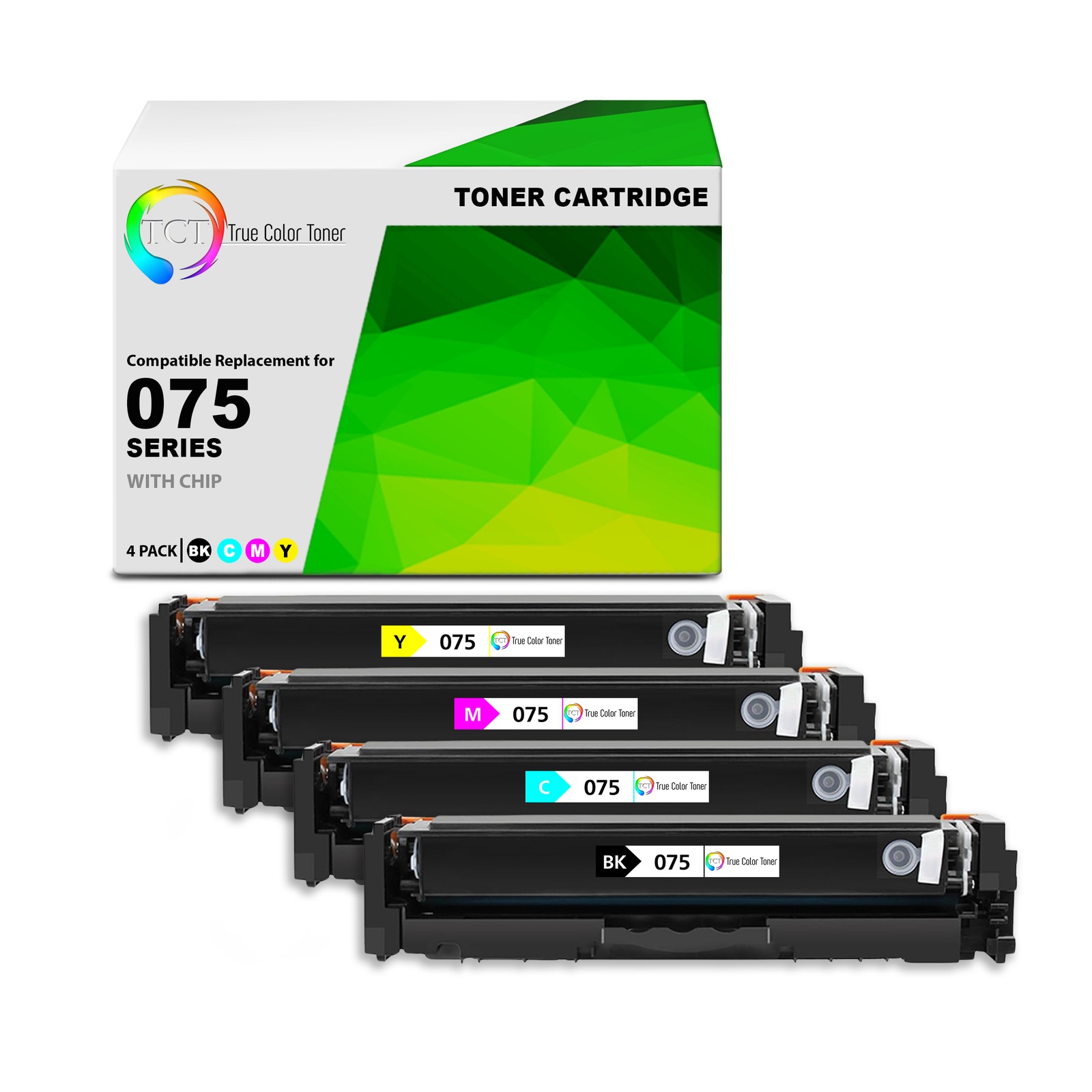 TCT Compatible BCMY Toner Cartridge Replacement for Canon 075 – 4-Pack