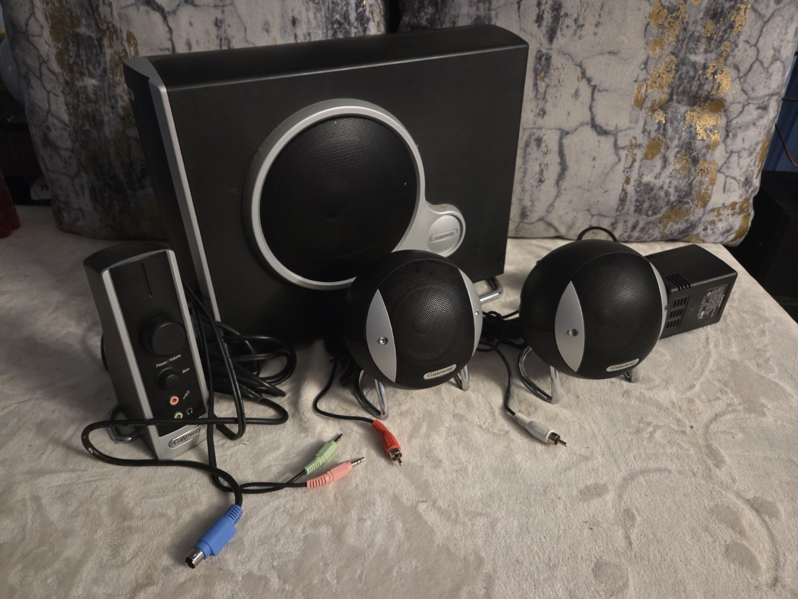 GATEWAY Computer Speaker System Full Set G-MAX 2100 Power Module RCA Tested