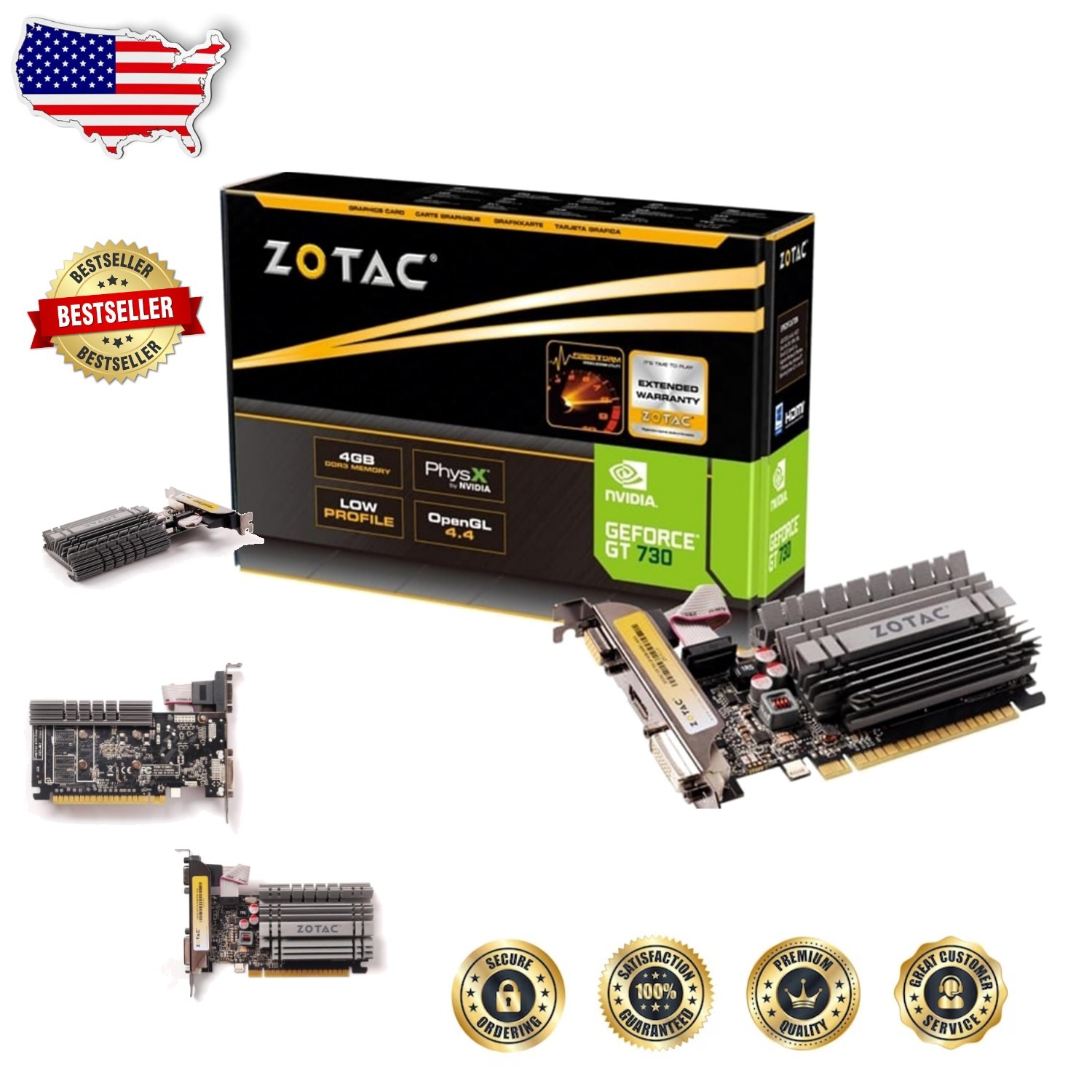 Zotac GT 730 4GB PCI Express 2.0 Graphics Card Triple Display Support