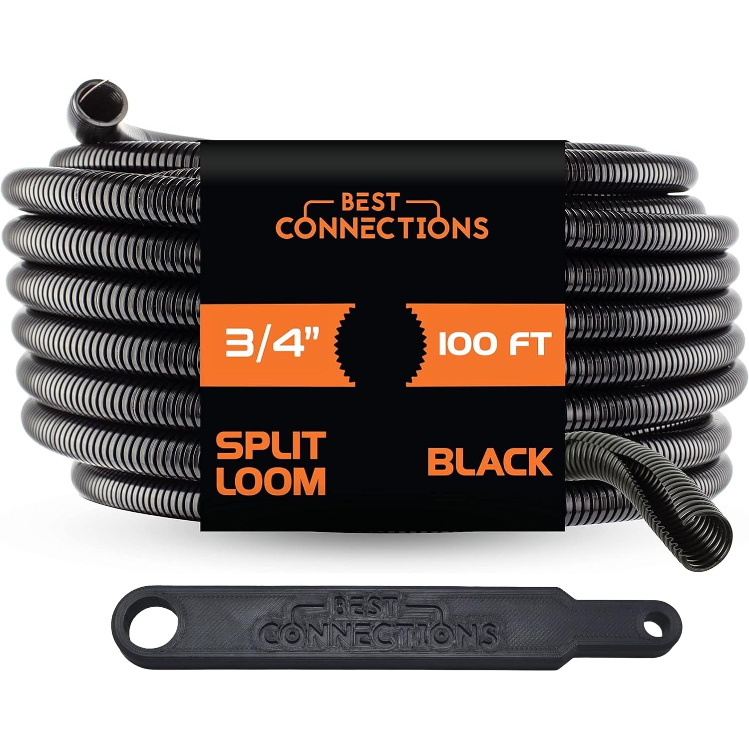 3/4" x 100ft Split Wire Loom Tubing with Tool - Automotive Electrical Conduit