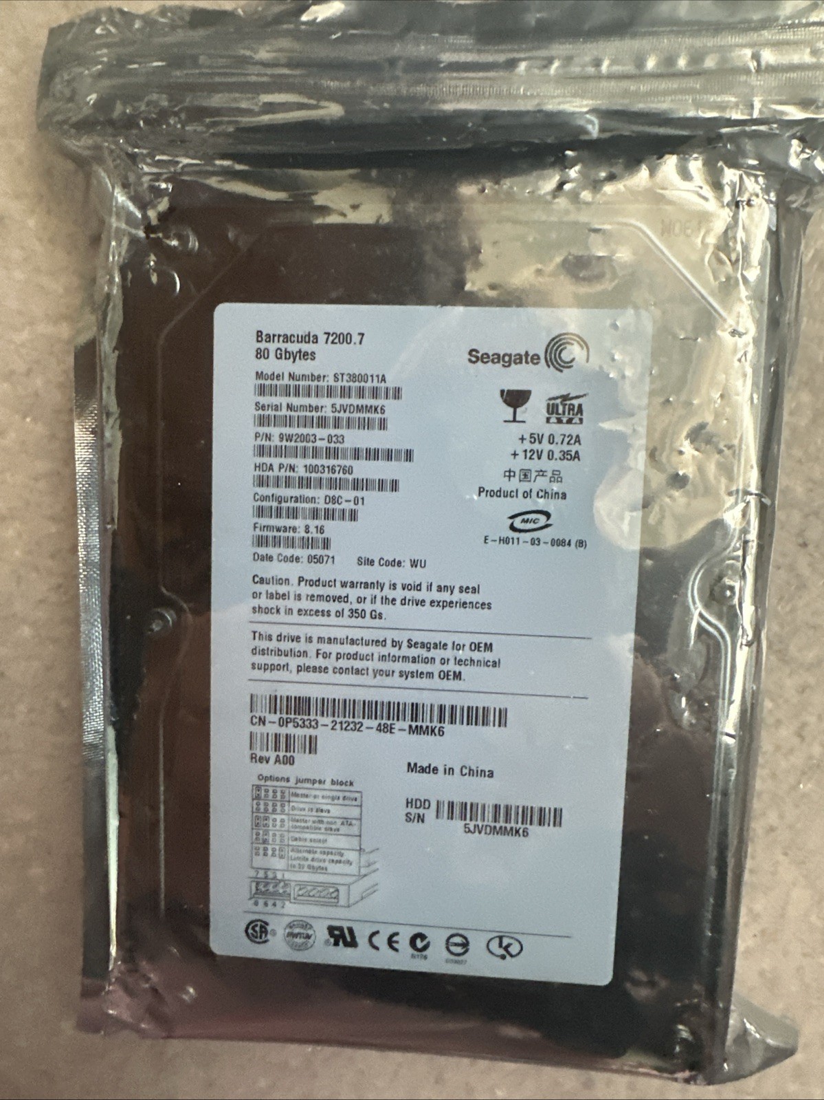 Seagate Barracuda 7200.7 80GB Internal  3.5" (ST380011A) Hard Drive
