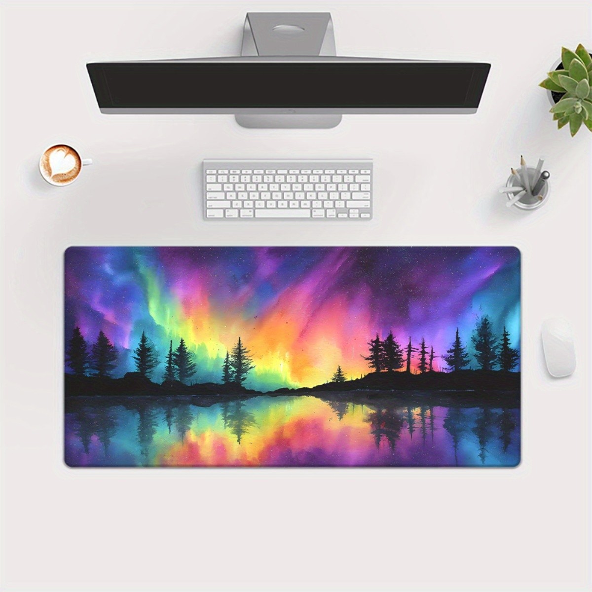 1pc Large Gaming Desk Mat Computer Mouse Pad - Northern Lights Aurora Printed♮