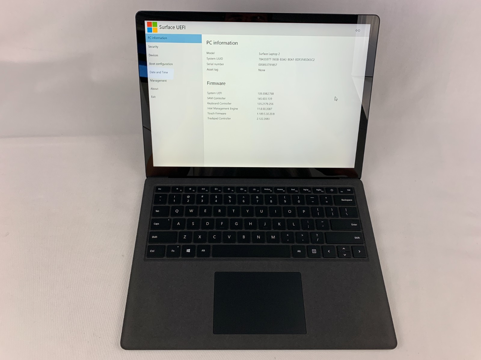 Microsoft Surface Laptop 2 For Parts or Repairs, No OS, Fails OS Boot, Good Batt
