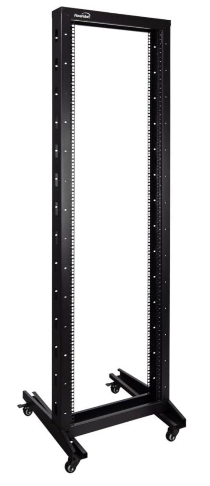 NavePoint 42U 2 Post Open Frame Server Rack with Casters for 19 Inch Equipment