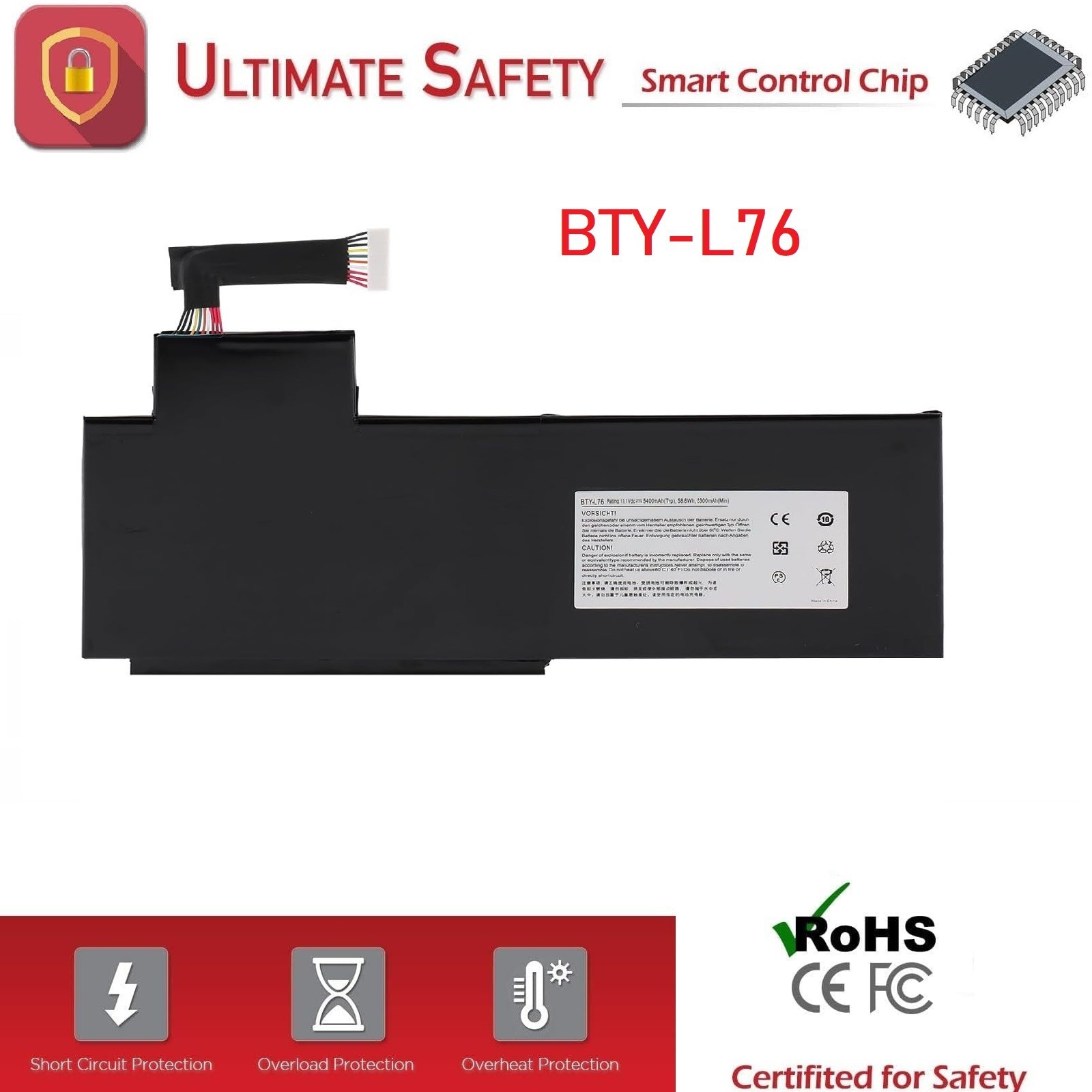 New BTY-L76 Battery for MSI GS70 GS72 WS72 Schenker XMG C703 2QE-084CN 2QD-487CN