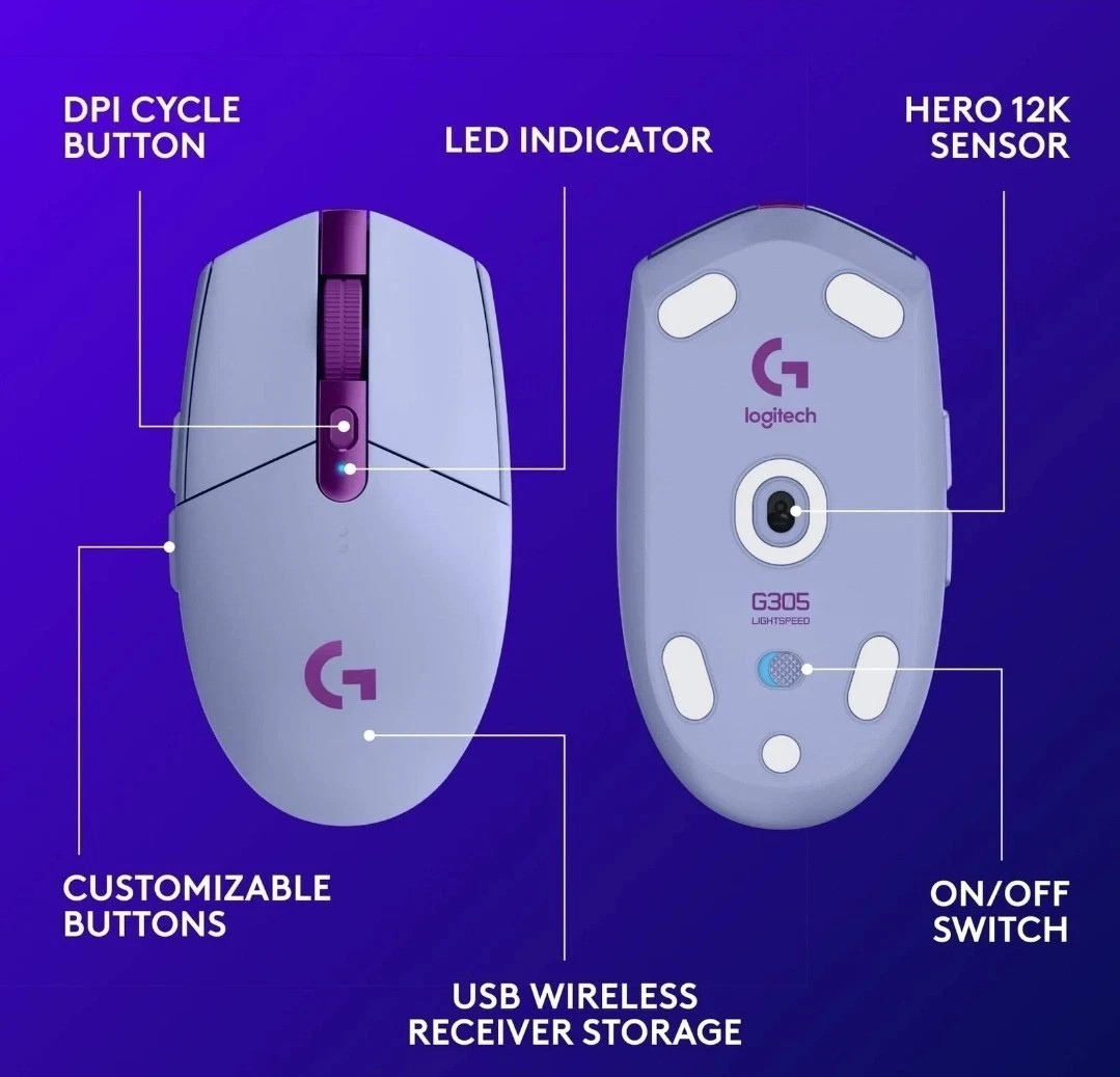 Logitech - G305 LIGHTSPEED Wireless Optical 6 Programmable Button Gaming Mous