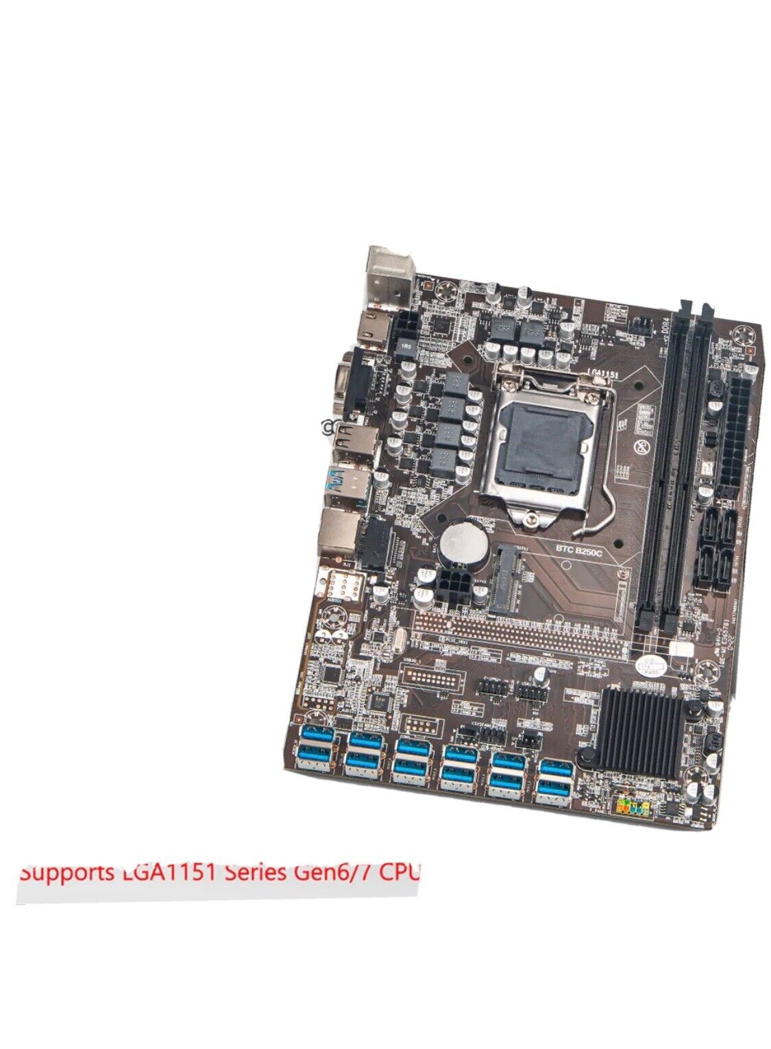B250C-BTC PCI Express DDR4 Computer Mining Motherboard for LGA1151 Gen6/7 US Hot