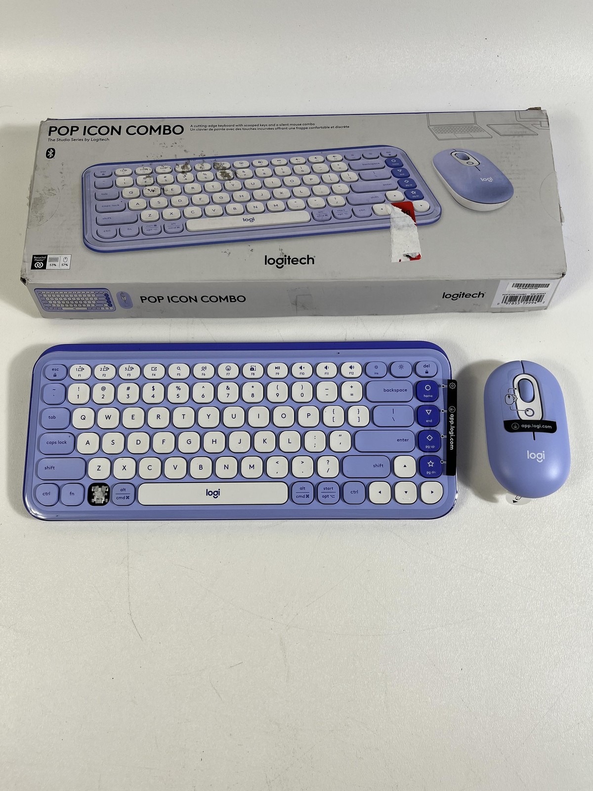 Logitech POP ICON Wireless Bluetooth Keyboard and Mouse Combo - Lilac *Read*