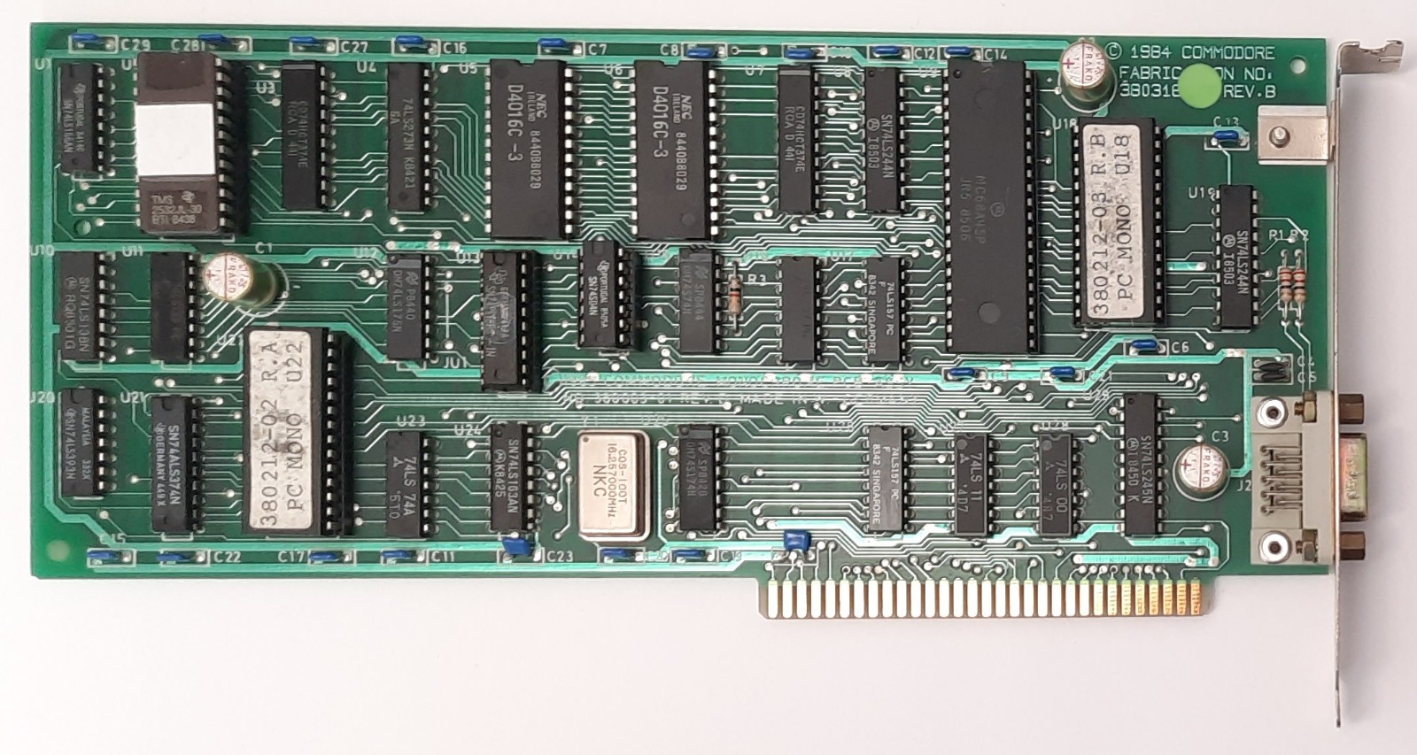 Commodore PC10 Monochrome Video PCB 380003 8-Bit ISA Graphics Card (Retro, 1985)