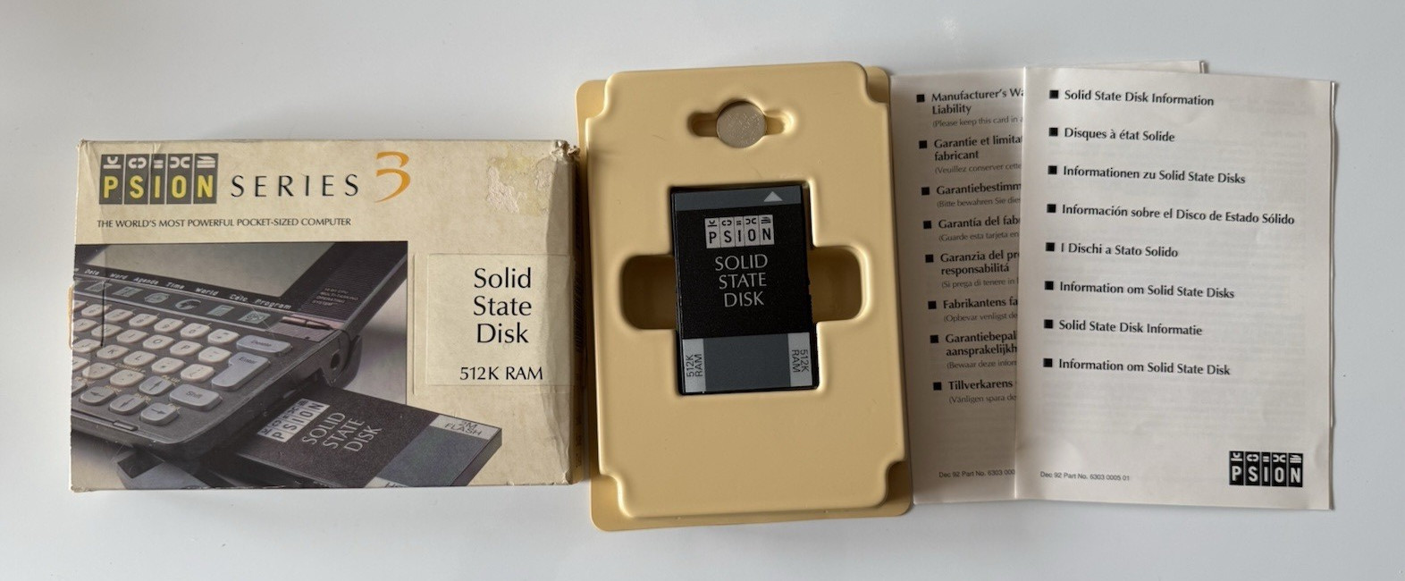 Vintage PSION SERIES 3~Solid State Disk~512 K Ram~