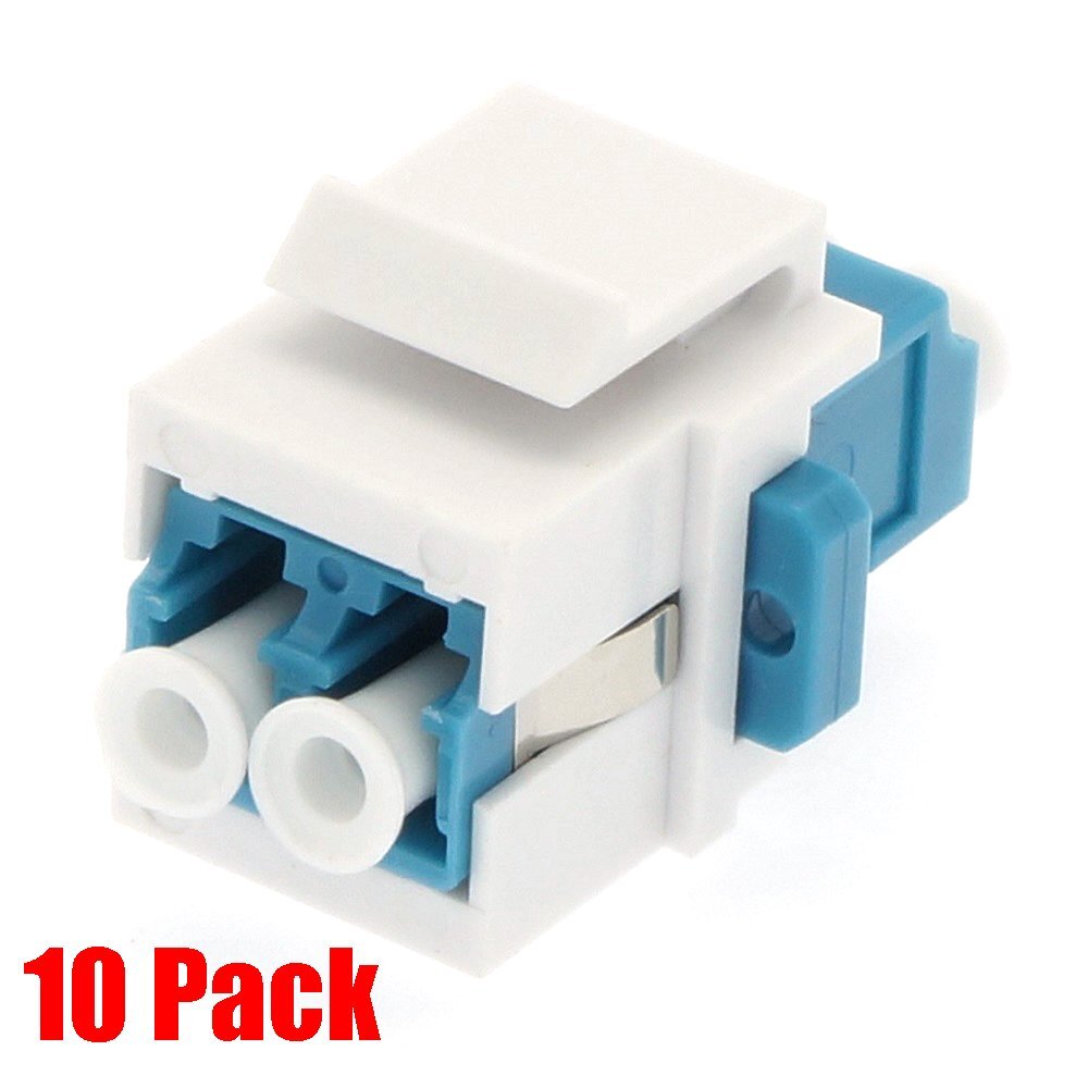 10x LC/UPC Keystone Duplex Single Mode Fiber Optical Jack Insert Coupler Blue