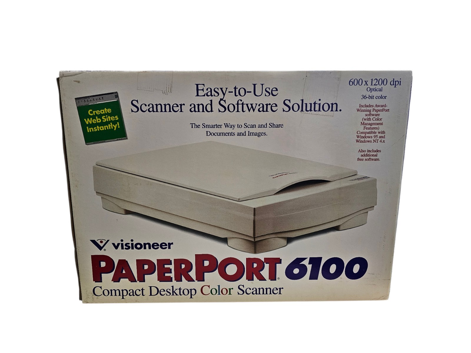 Visioneer PaperPort 6100B Flatbed Scanner Vintage Complete Tested Working 