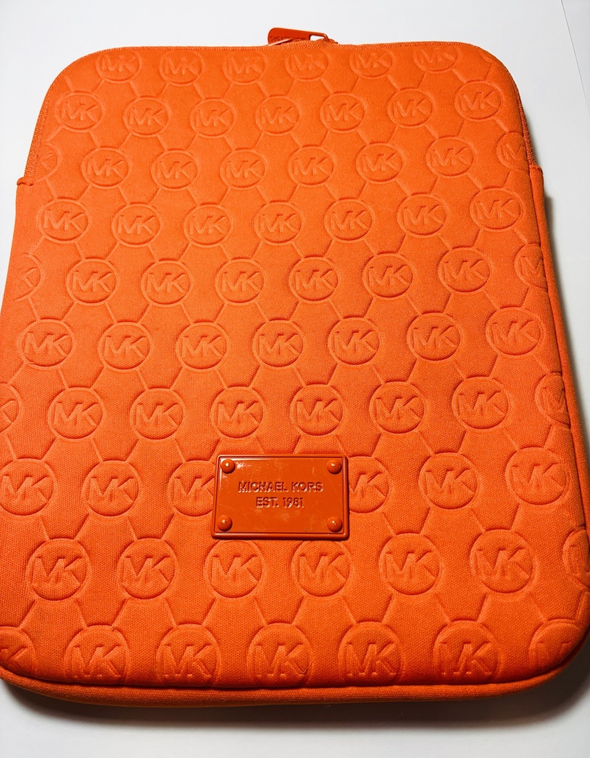 Michael Kors Orange Zip Tablet Sleeve/Pouch MK Logo Est. 1981 26x20cm