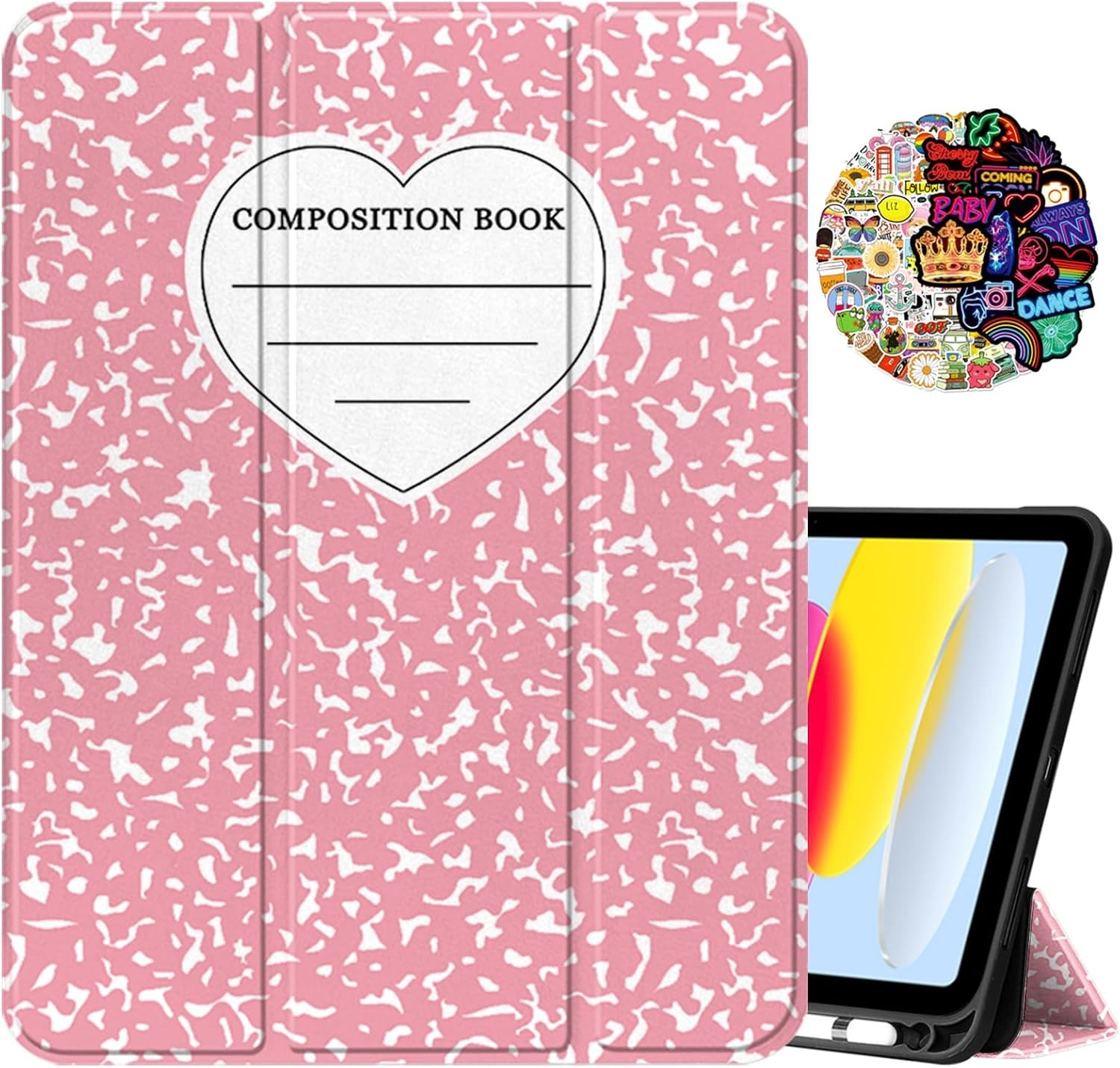 Case for iPad 11th Generation 11 Inch 2025, Cute Pink Heart Design