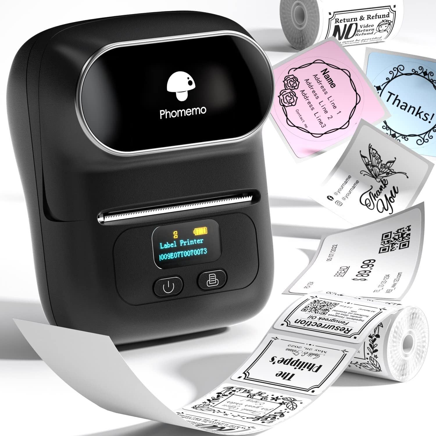 Phomemo M110 Label Maker Bluetooth Logo Barcode Label Printer Small Business LOT