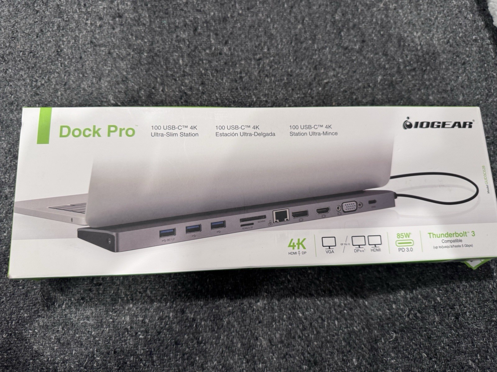 IOGEAR Dock Pro 100 USB-C 4K Docking Station HDMI DP VGA Ethernet SD 85W PD