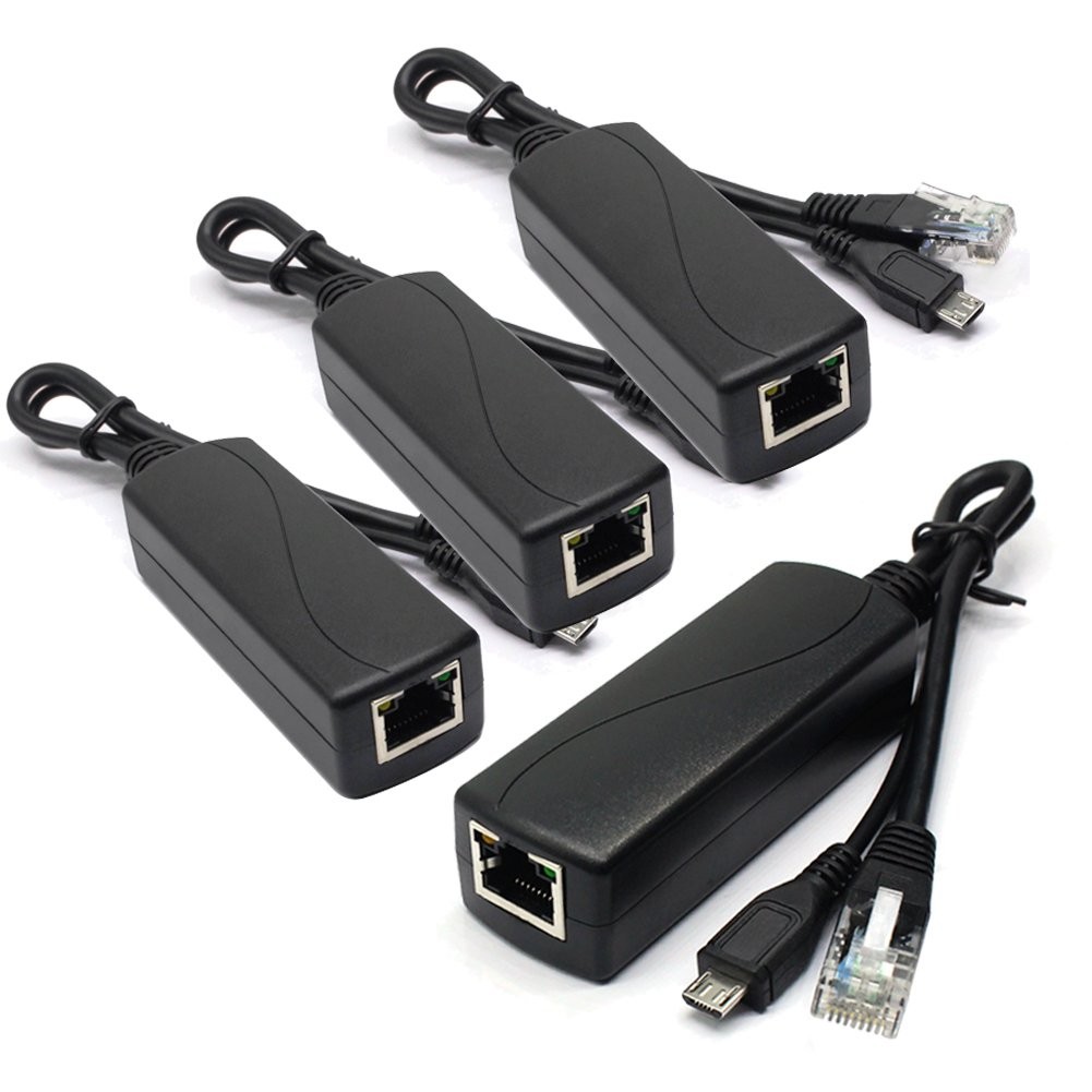 4 PCS Active 5V 2.4A PoE Splitter Adapter IEEE 802.3af Micro USB 48V To 5V