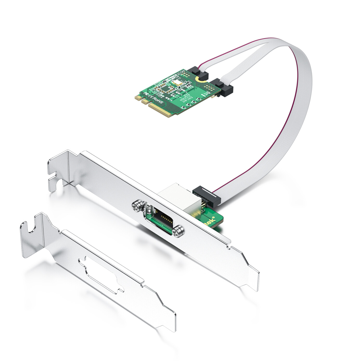2.5GBE Gigabit Ethernet Network Card, M.2 A+E Key to RJ45 w/ 18cm cable