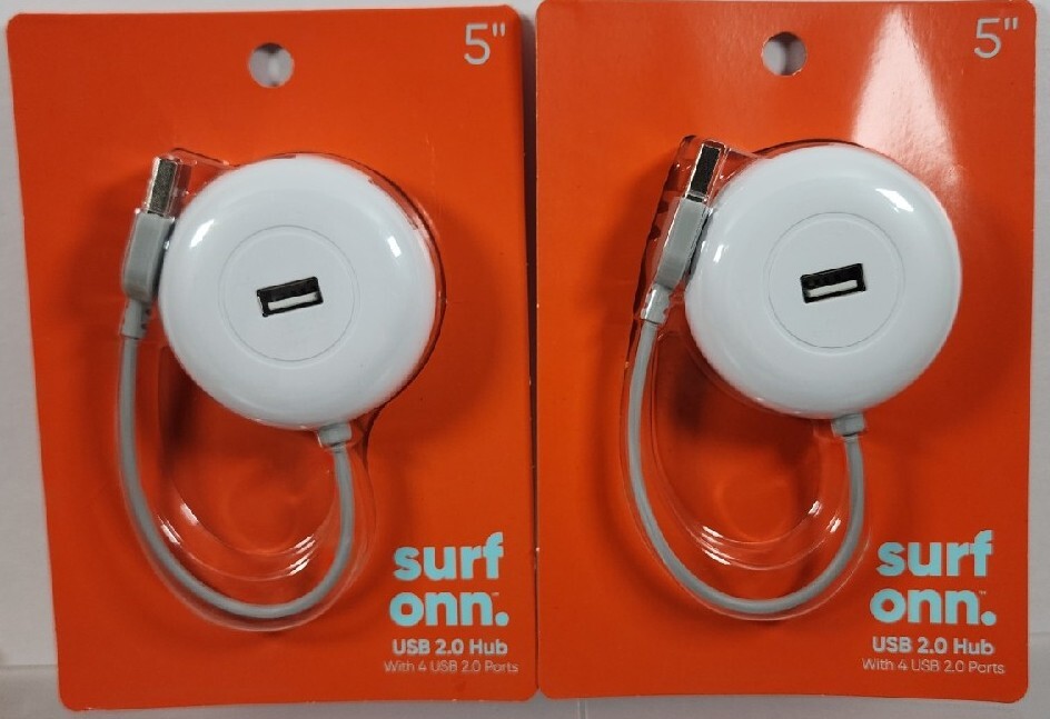 2 Pack-Surf ONN USB 2.0 Hub with 4 USB 2.0 Ports in one Connection 5 inch NEW 