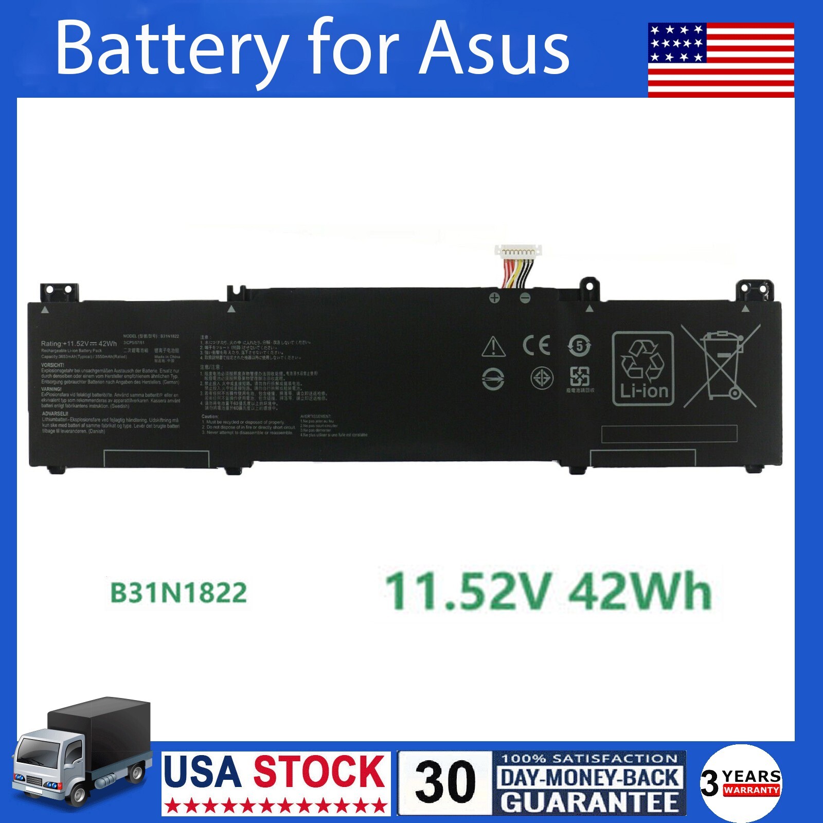 B31N1822 Battery For ASUS ZenBook Flip 14 Q406 UX462 UX462D UX462DA Series 42Wh