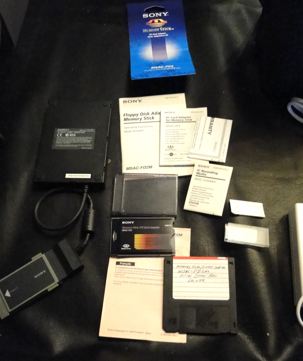 Sony FA-P1 External Floppy Disk Drive W PCMCIA Adapter & MSAC PC-2 , Sony 64MB