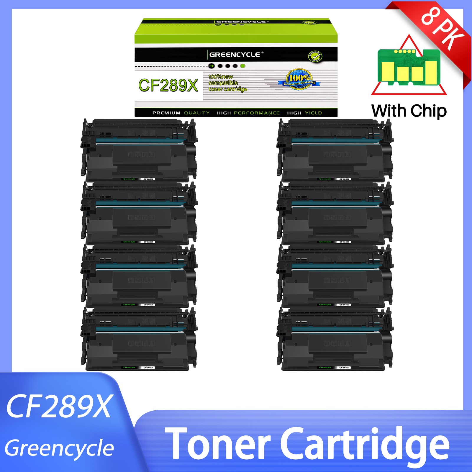 8PK CF289X Replacement Toner Compatible with HP M507dn M528f MFP M528z New Chip