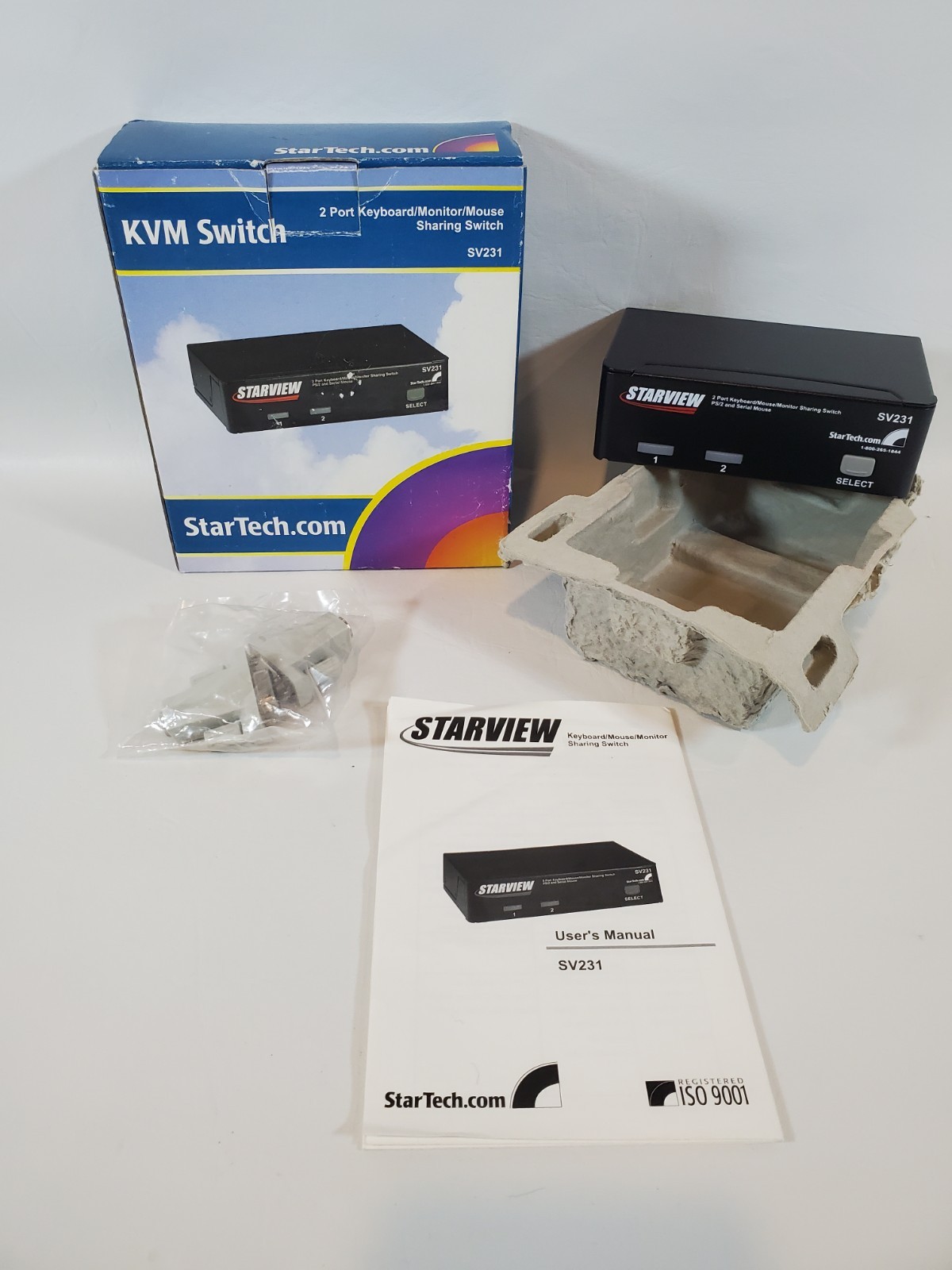 StarTech Starview SV231 2 Port/Keyboard/mouse/Monitor KVM Switch NO AC ADAPTER 