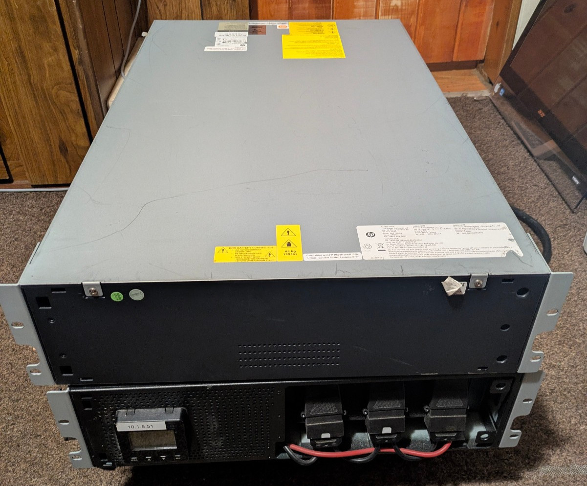 HP R5000 5000VA 4500W 3U UPS + ERM Extended Runtime Module Battery Pack Used