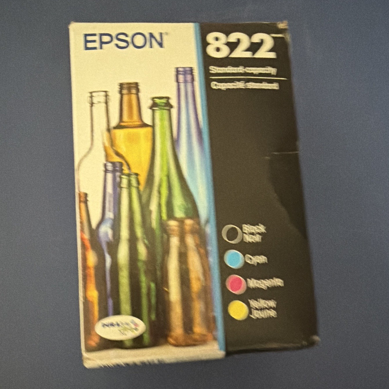 Epson 822 Genuine/Original Standard Capacity Pigment Ink 4-Pack BK/C/M/Y WF-3820
