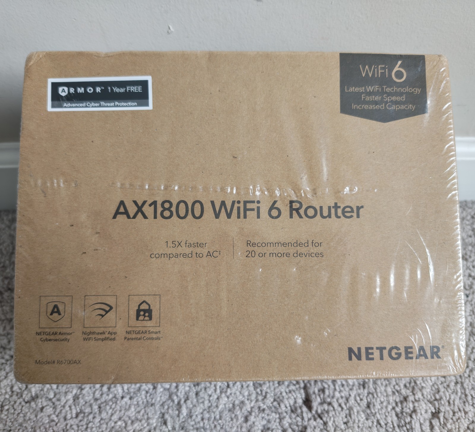 Brand New Sealed Netgear Nighthawk R6700AX AX1800 4-Stream WiFi 6 Router